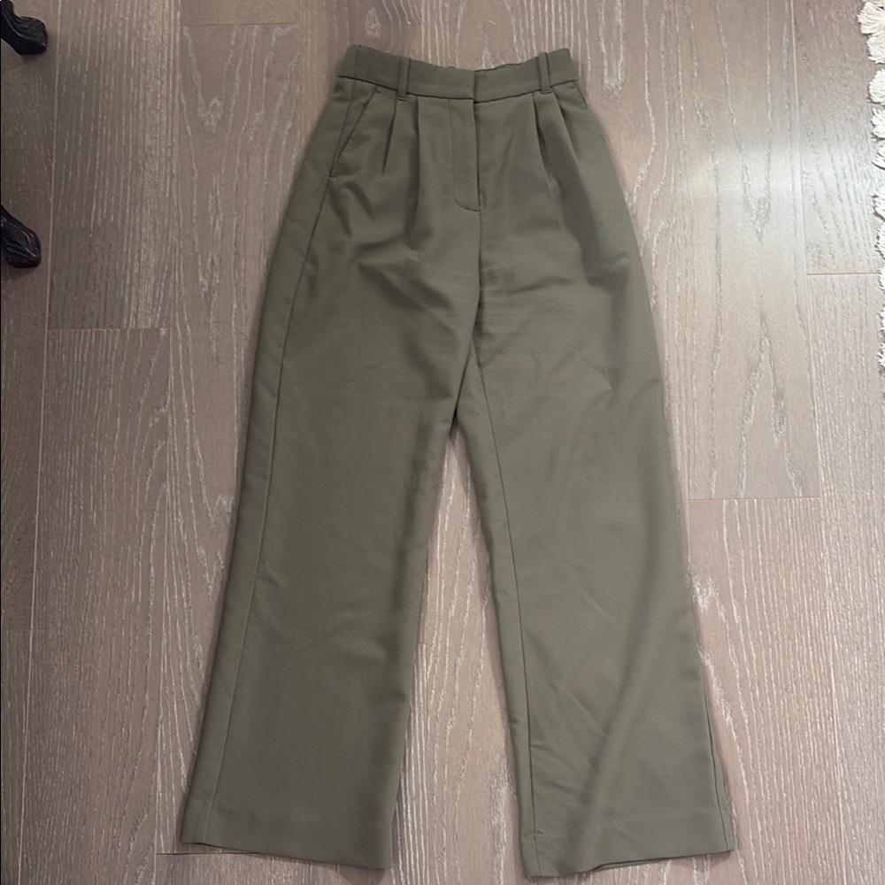 Olive Green High-Waisted Trousers